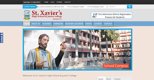 Web Design For St.Xaviers High School